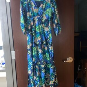 Lilly Pulitzer Vibrant Blue and Green Long Sleeve Maxi Dress. Any occasion!